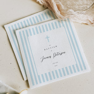 Serviette en papier élégante pour baptême à rayure
