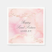 Serviette En Papier Elégante Pretty Rose Aquarelle Gold Parties scinti (Devant)