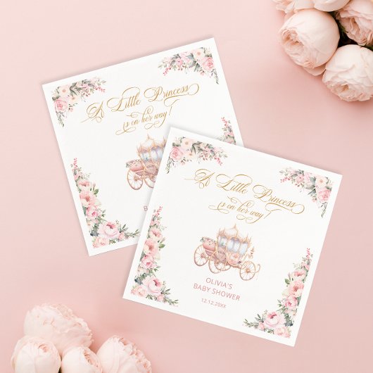 Serviette En Papier Élégante Princesse Blush Baby shower Floral Rose