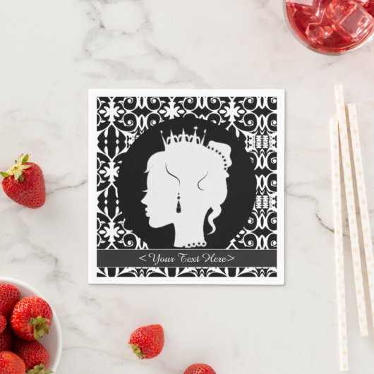 Serviette En Papier Élégante Princesse personnalisée Silhouette servie (En situation)
