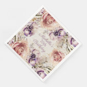 Serviette En Papier Élégante Purple Blush Pink 70e fête d'anniversaire (Coin)