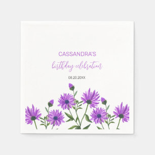 Serviette En Papier Élégante Purple Xeranthemum Floral fête d'annivers