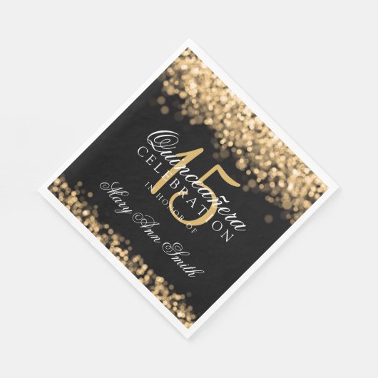 Serviette En Papier Élégante Quinceanera Party Gold Lights (Coin)