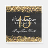 Serviette En Papier Élégante Quinceanera Party Sparkles Gold (Devant)
