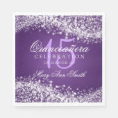 Serviette En Papier Élégante Quinceanera Party Sparkling Vague pourpre (Devant)
