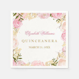 Serviette En Papier Elégante Quinceanera Rose Rose Rose Napkin