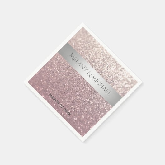 Serviette En Papier Élégante rayure moderne argentée (Coin)