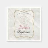 Serviette En Papier Elégante Réception Baptême Bébé en Marbre Or (Devant)