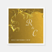 Serviette En Papier Elégante Réception De Mariage D'Or (Devant)