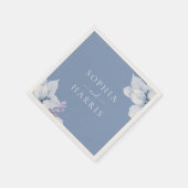 Serviette En Papier Elégante Réception De Mariage Floral Bleu (Coin)