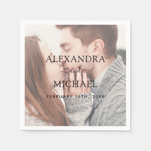 Serviette En Papier Elégante Réception de mariage photo moderne transp (Devant)