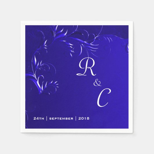 Serviette En Papier Elégante Réception de mariage Royal Blue (Devant)