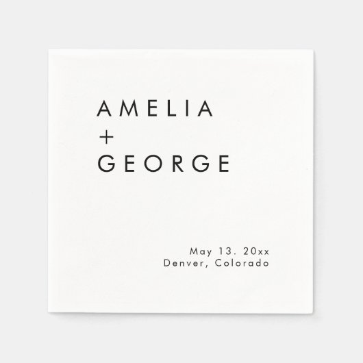 Serviette En Papier Elégante Réception De Mariage Simple Cocktail (Devant)