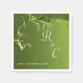 Serviette En Papier Elégante Réception De Mariage Vert (Devant)