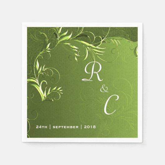 Serviette En Papier Elégante Réception De Mariage Vert (Devant)