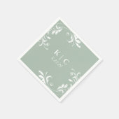 Serviette En Papier Elégante Réception De Mariage Vert Sage (Coin)