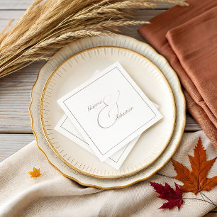 Serviette En Papier Elégante Réception Personnalisée De Mariage De Cen