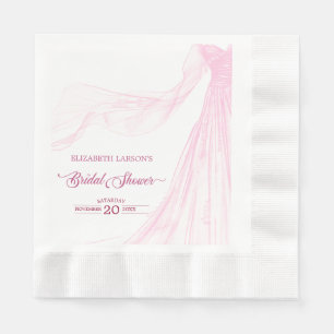 Serviette En Papier Élégante robe de mariée rose douce Fête des mariée