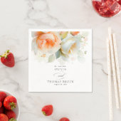 Serviette En Papier Élégante Rose douce Fleurs Mariage botanique (En situation)