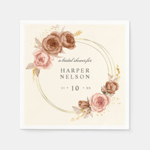 Serviette En Papier Élégante rose douce roses wreath douche nuptiale