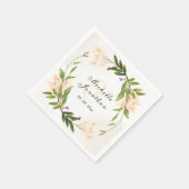 Serviette En Papier Élégante rose Fleurs de Jardin Mariage de verdure (Coin)