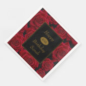 Serviette En Papier Elégante Rose rouge n'importe quel âge fête d'anni (Coin)