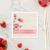 Serviette En Papier Elégante Roses Roses Rose Plush Damas Blanches (En situation)