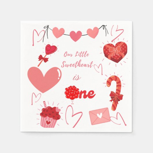 Serviette En Papier Elégante Saint Valentin Première fête d'anniversai (Devant)