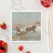 Serviette En Papier Élégante scène Vintage de l'hiver (En situation)