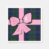 Serviette En Papier Élégante serviette de cocktail plaid avec arc (Devant)