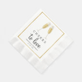 Serviette En Papier Élégante serviette de mariage | Gold Cheers to Lov (Coin)