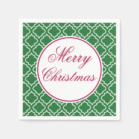 Serviette En Papier Élégante Serviette de Noël Joyeuse Verte (Devant)