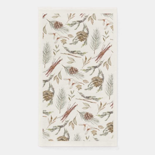 Serviette En Papier Élégante serviette hiver avec Pinecones (Devant)