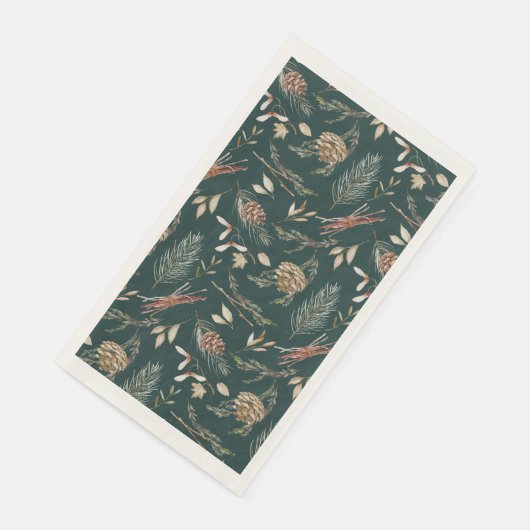 Serviette En Papier Élégante serviette hiver avec Pinecones (Coin)