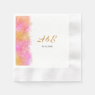Serviette En Papier Élégante Serviette Or Et Papier Rose
