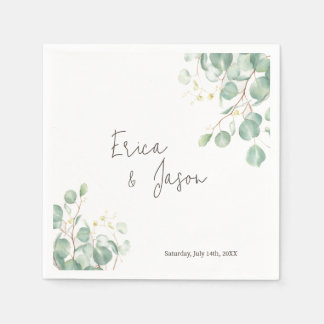 Serviette En Papier Élégante serviette Rustique Feuille Eucalyptus