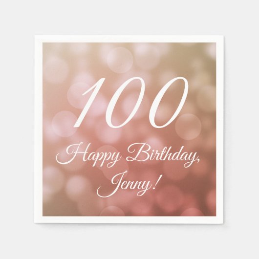 Serviette En Papier Élégante serviettes 100e anniversaire pour elle en (Devant)