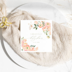 Serviette En Papier Élégante serviettes de Baby shower blanc et de tai