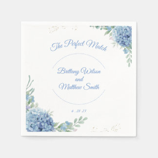 Serviette En Papier Élégante serviettes de mariage bleu clair floral p