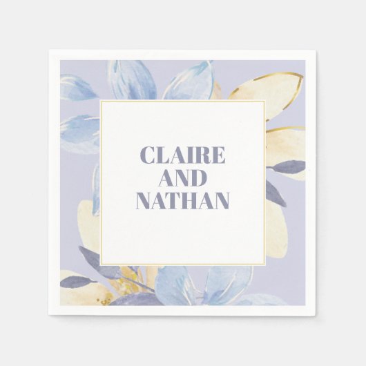 Serviette En Papier Élégante serviettes de Mariage floral violet (Devant)