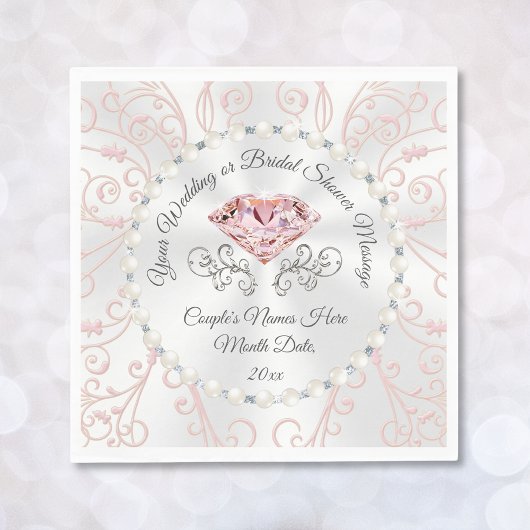 Serviette En Papier Élégante serviettes en diamant rose vif personnali