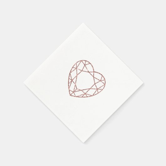 Serviette En Papier Élégante serviettes mariage coeur or rose (Coin)