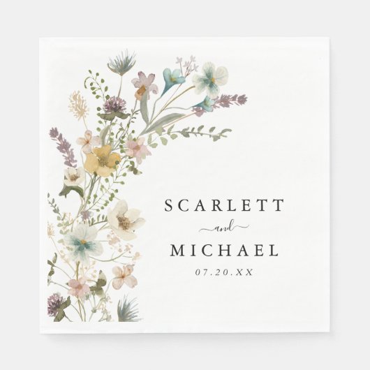 Serviette En Papier Élégante serviettes Mariage Floral (Devant)