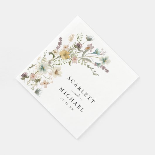Serviette En Papier Élégante serviettes Mariage Floral (Coin)