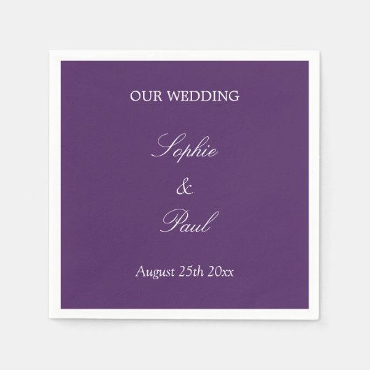 Serviette En Papier Élégante serviettes Mariage foncé violet (Devant)