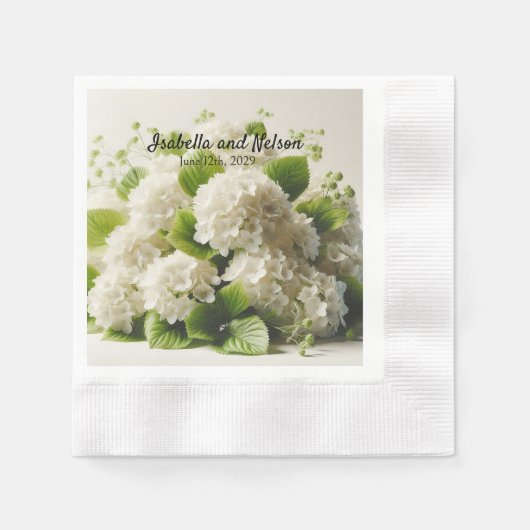 Serviette En Papier Élégante serviettes Mariage Hydrangea Blanche (Devant)