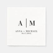 Serviette En Papier Élégante serviettes Mariage Monogram (Devant)