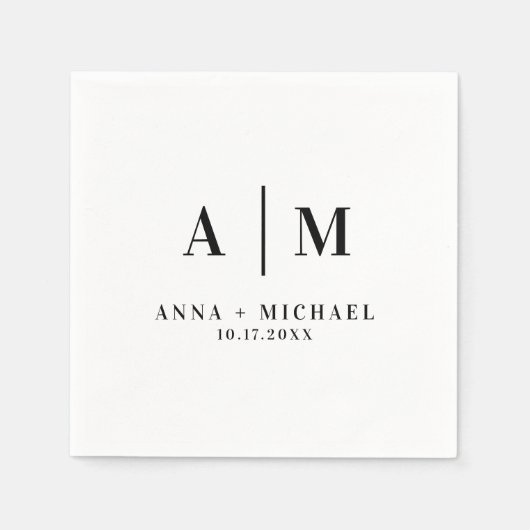 Serviette En Papier Élégante serviettes Mariage Monogram (Devant)