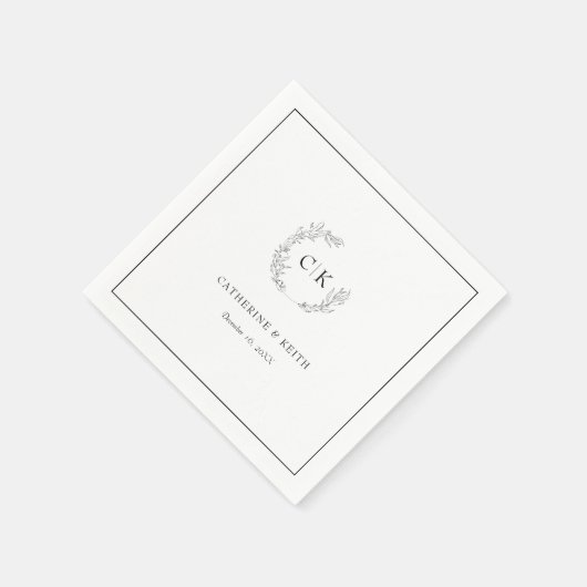 Serviette En Papier Élégante serviettes Mariage Monogram (Coin)