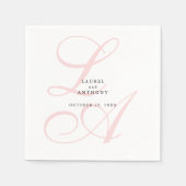 Serviette En Papier Élégante serviettes Mariage Monogramme Rose (Devant)